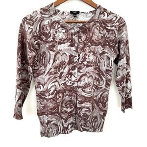 Talbots cardigan, crew neck, raglan cut 3/4 length sleeves, cotton/wool blend